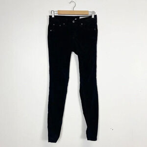 Rag & Bone Jeans Womens Size 25 Black Velour Legging Pants Cotton Stretch Blend